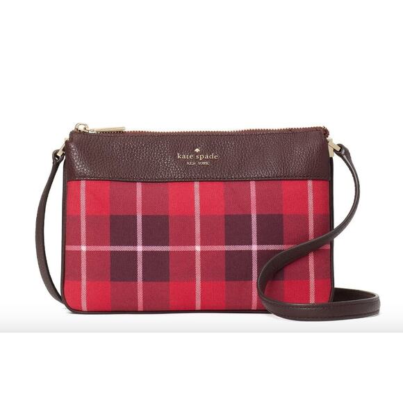 NWT Kate Spaid Leila Plaid Triple Gusset Crossbody $279 - Picture 1 of 4